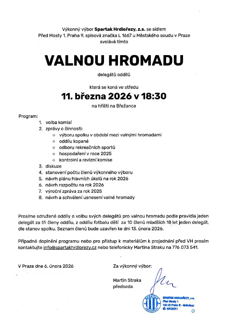 Valná hromada 2026
