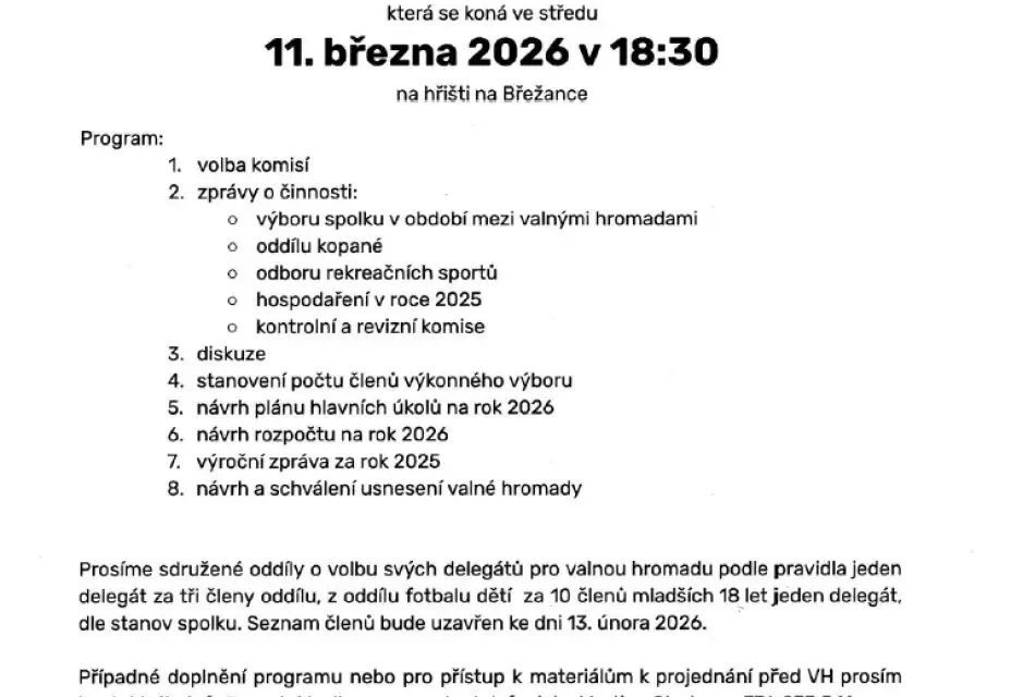 Valná hromada 2026